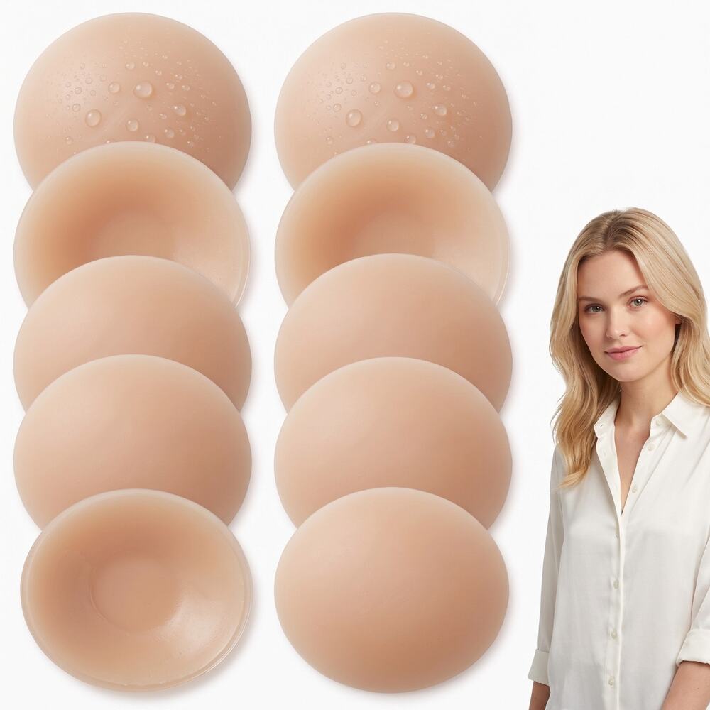 5 Pairs Silicone Nipple Covers Reusable Petal Pasties Invisible Breast Round